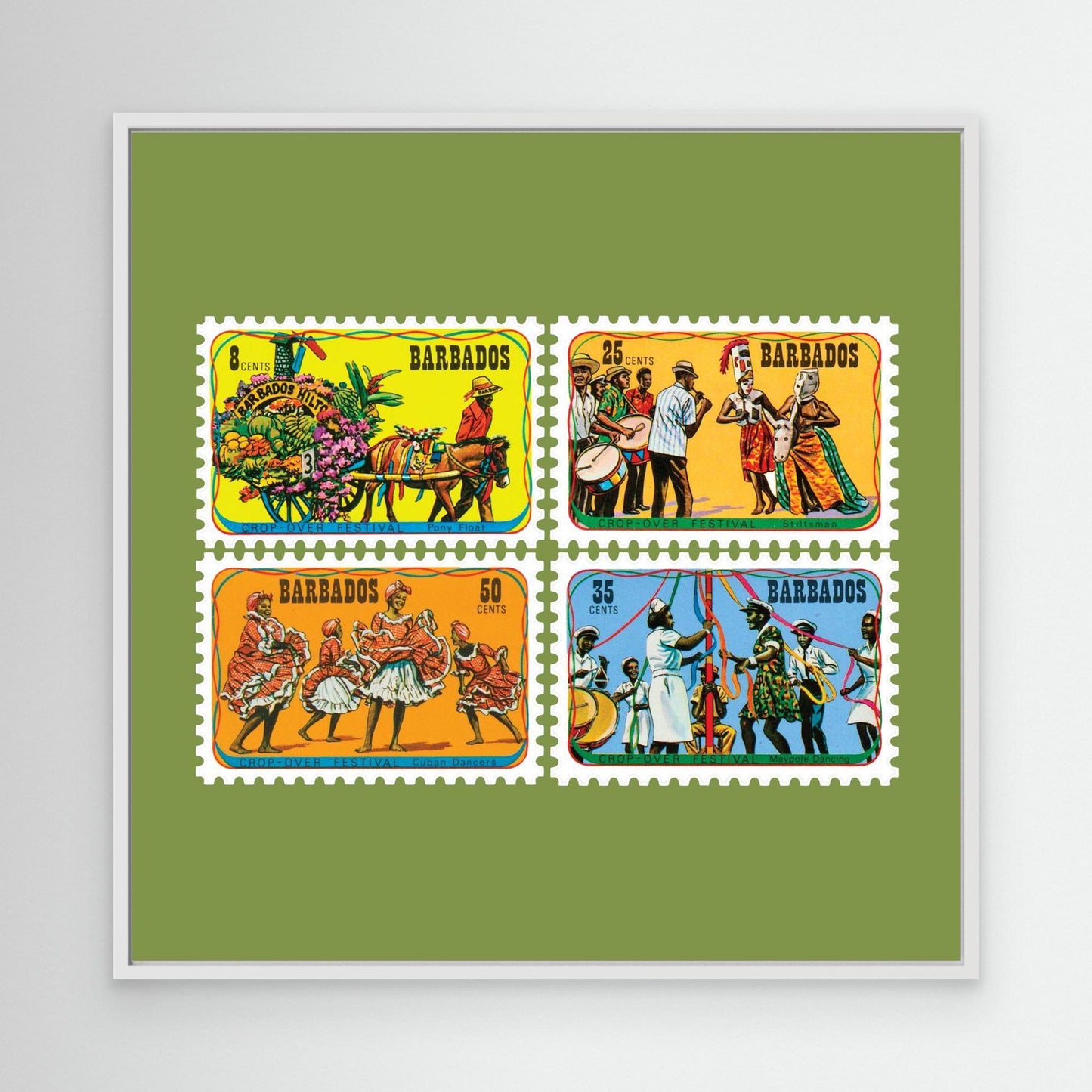 Crop Over Festival 1975 Stamp Print - Framed Canvas Print