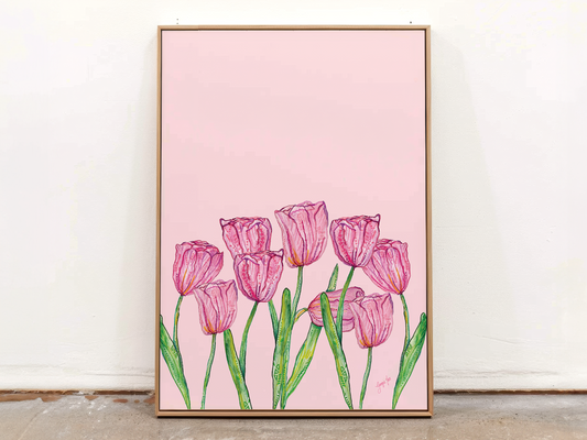 Pink Spring Tulips Art