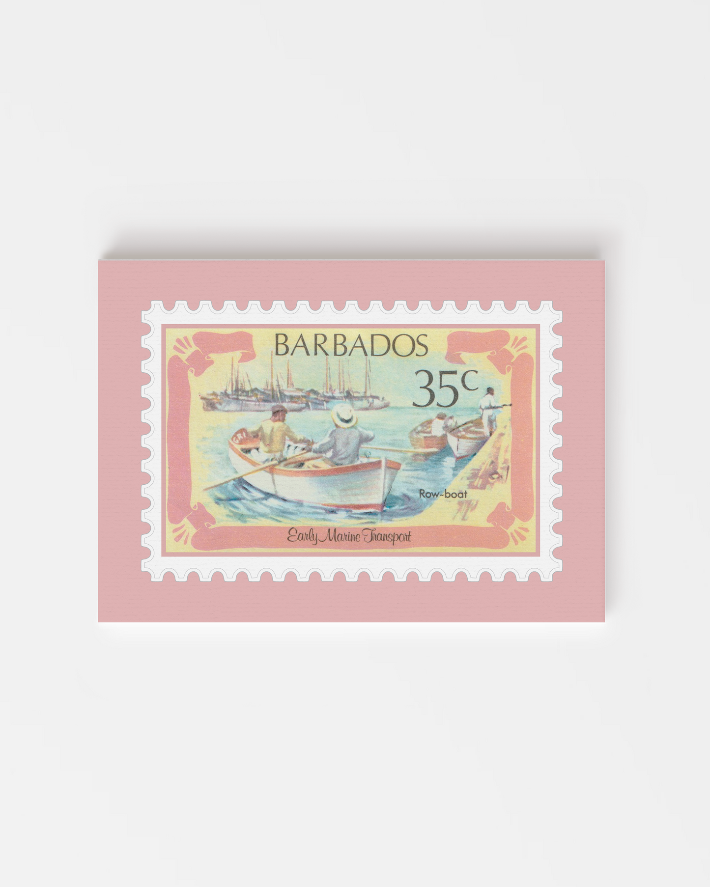Barbados postage stamp with a pink border