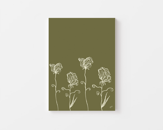 Sweet Pea Flower Illustration – Framed Canvas Art Print