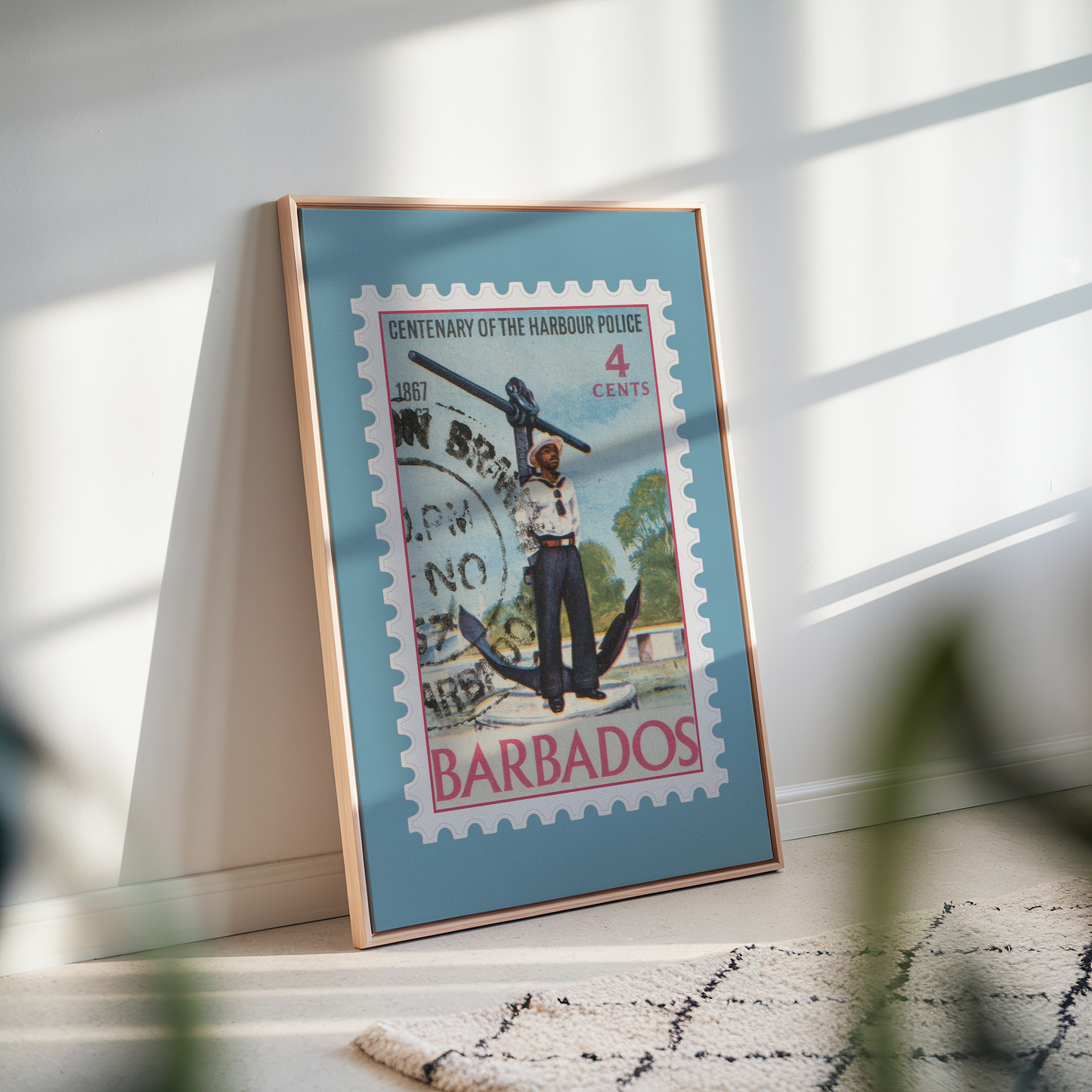 Barbados 1967 Stamp of the Harbour Police - Framed Canvas Print