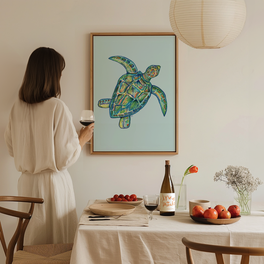 Sea Turtle Framed Canvas Print