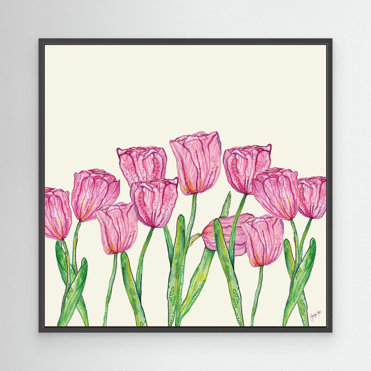 Pink Tulips - Square frame