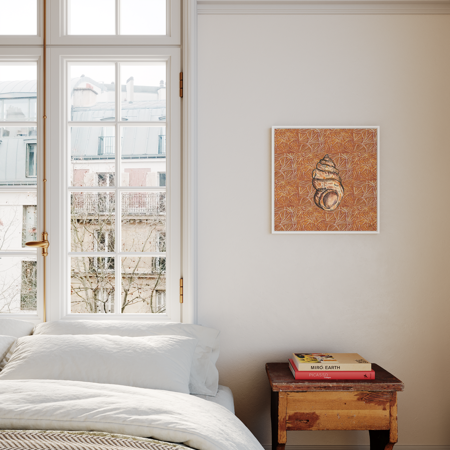 Mixed Media Brown Shell Illustration -  Giclée Canvas Print