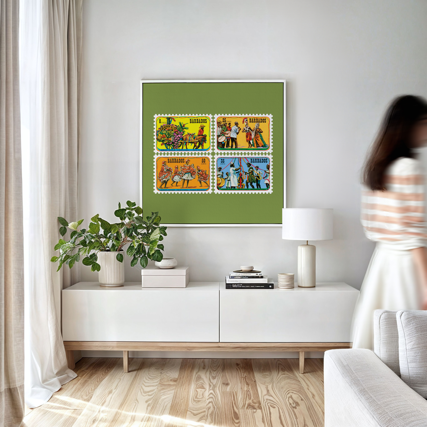 Crop Over Festival 1975 Stamp Print - Framed Canvas Print