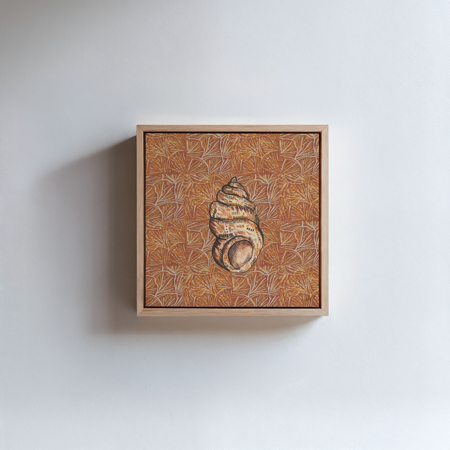 Mixed Media Brown Shell Illustration -  Giclée Canvas Print