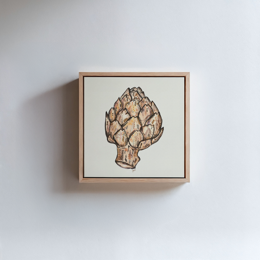 Artichoke Ink & Bleach Illustration - Framed Giclée Canvas Print