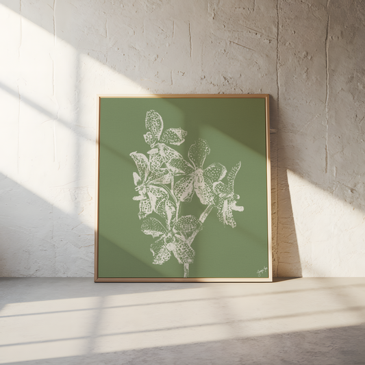 Green Orchid Art Print - Framed Canvas Print