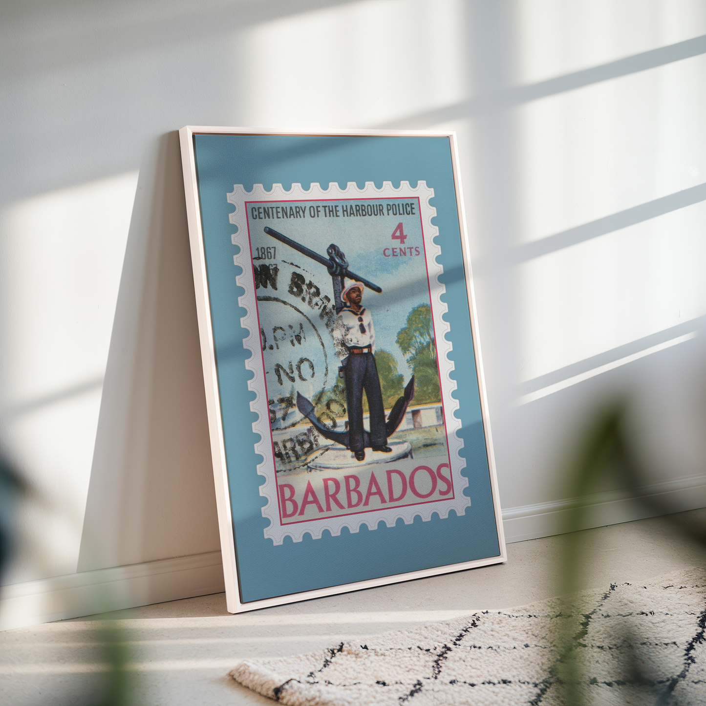 Barbados 1967 Stamp of the Harbour Police - Framed Canvas Print