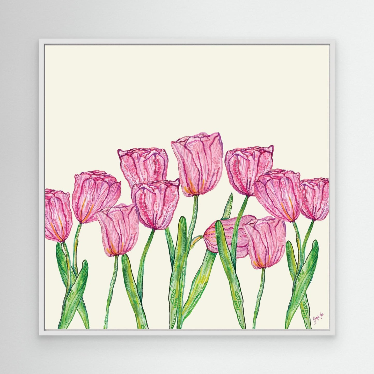 Pink Tulips - Square frame