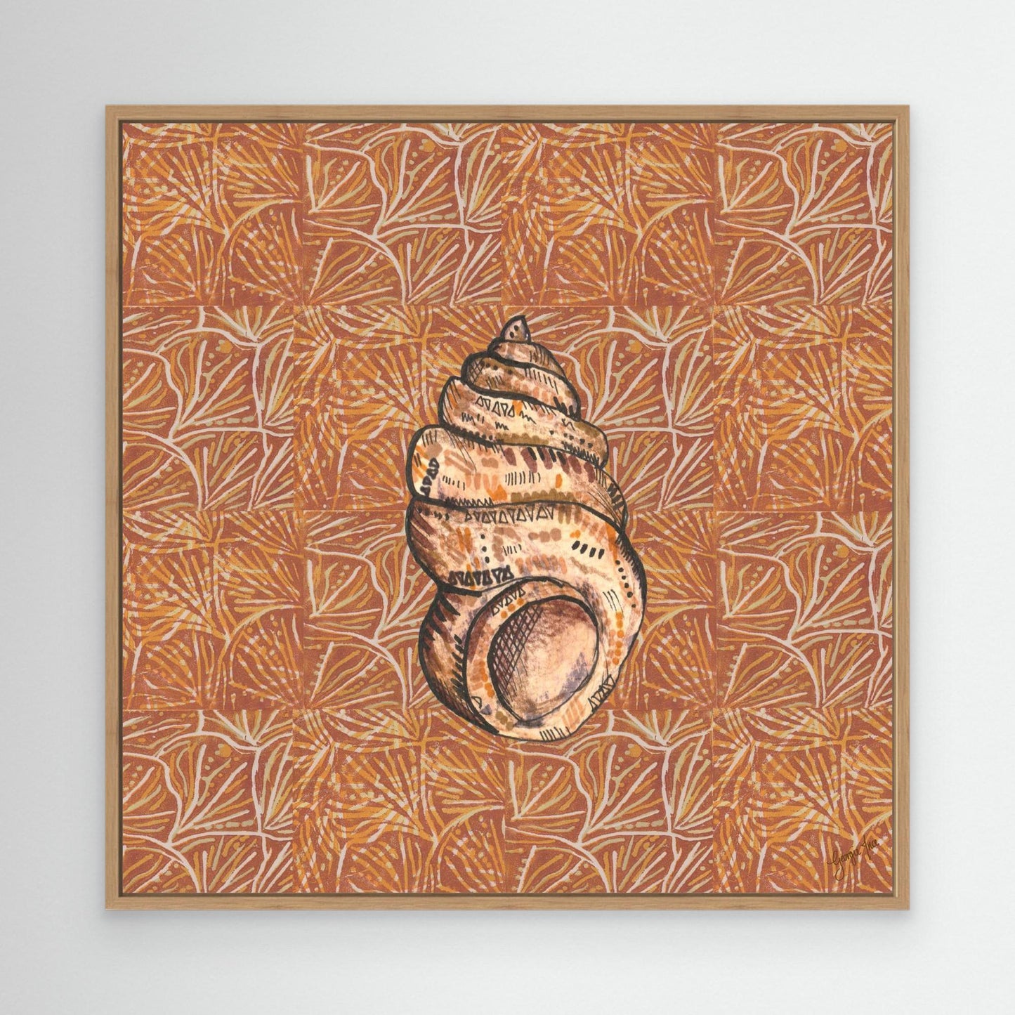 Mixed Media Brown Shell Illustration