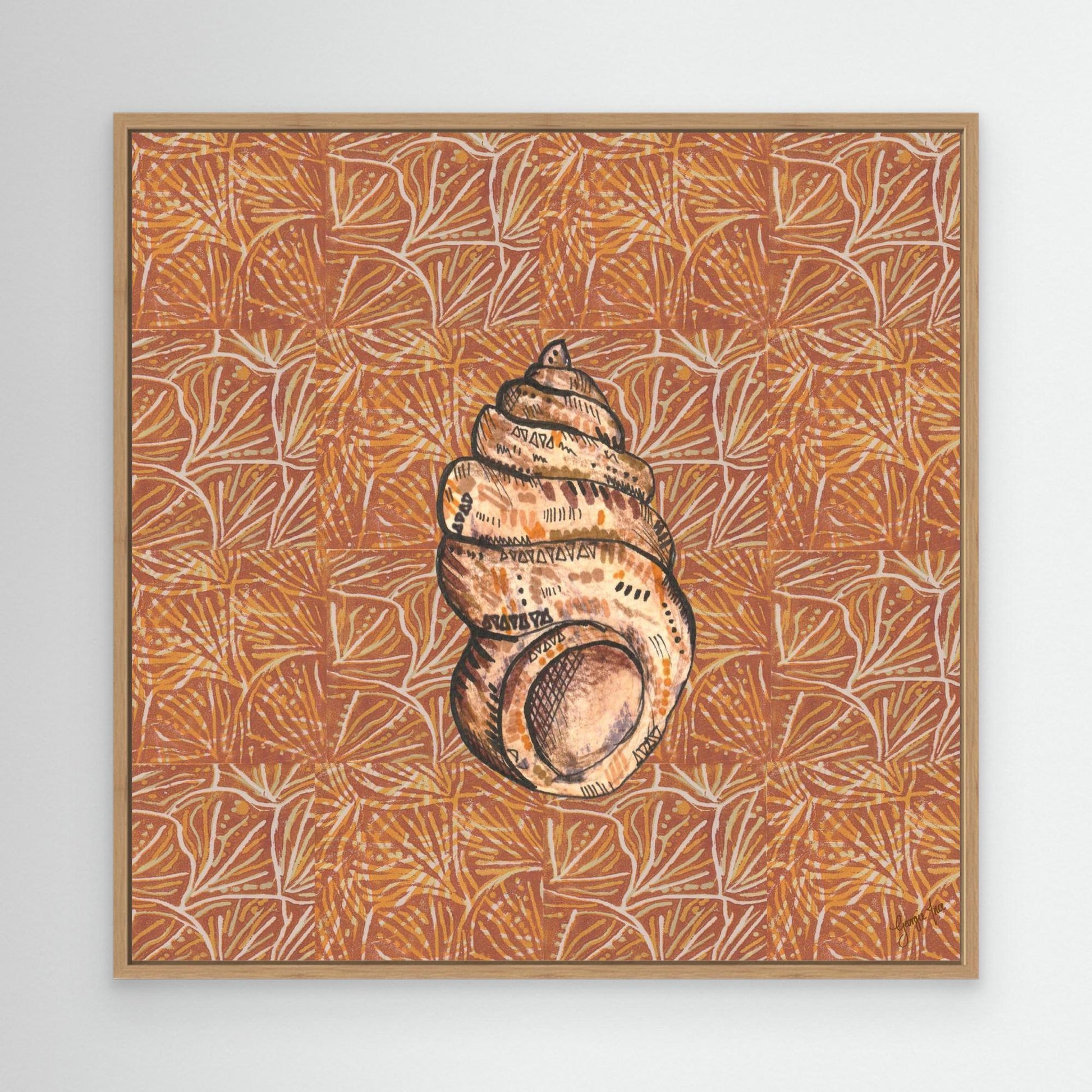 Mixed Media Brown Shell Illustration