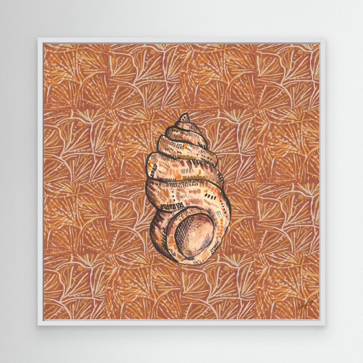 Mixed Media Brown Shell Illustration