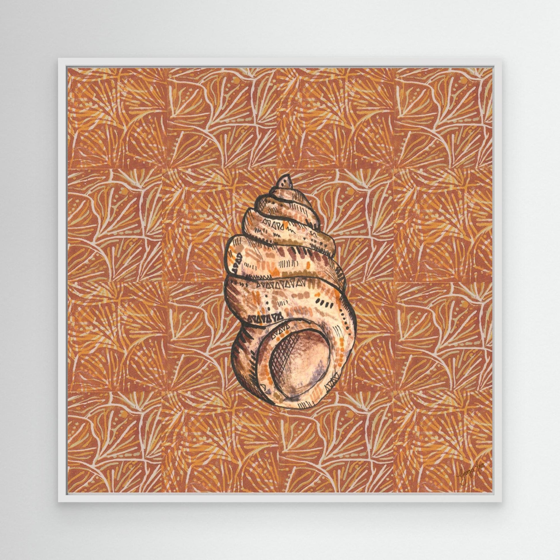 Mixed Media Brown Shell Illustration