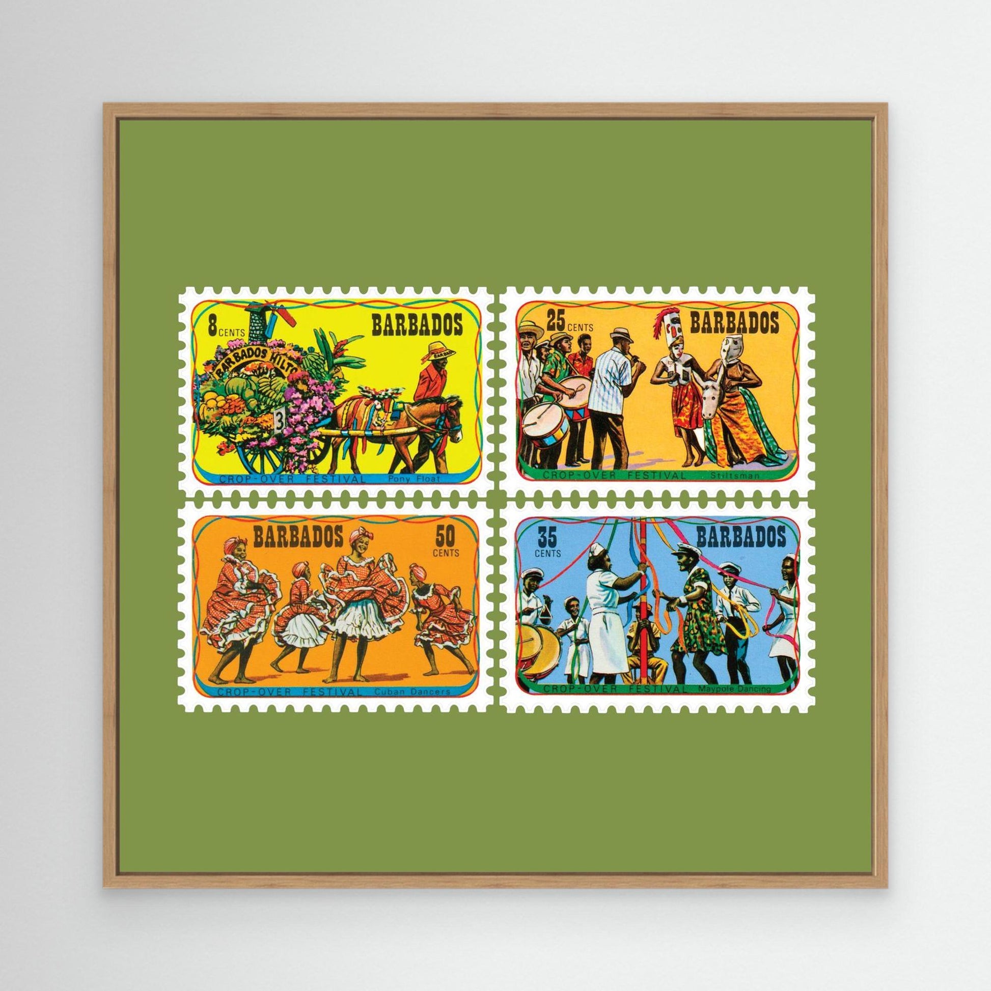 Crop Over Festival 1975 Stamp Print - Framed Canvas Print