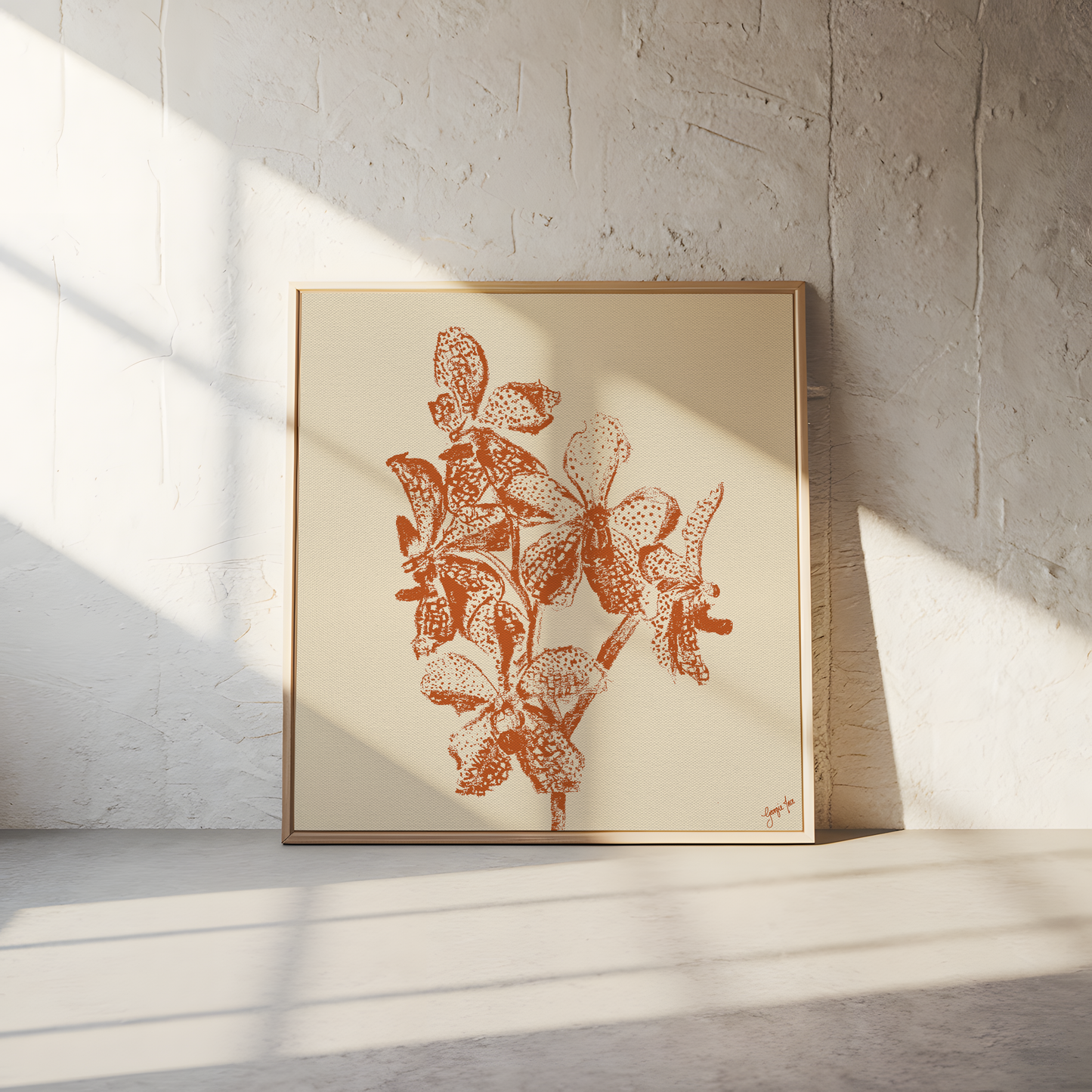 Orange Orchid Art Print - Framed Giclée Canvas Print