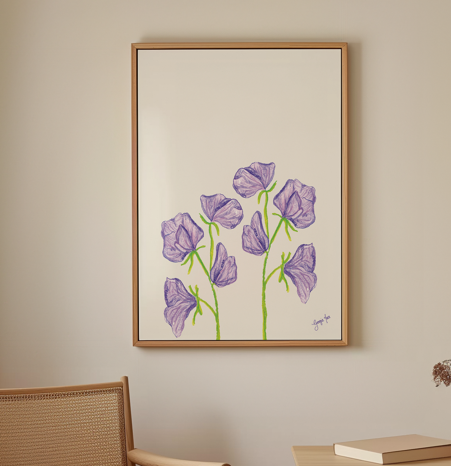 Purple Sweet Pea Floral Giclée Canvas print