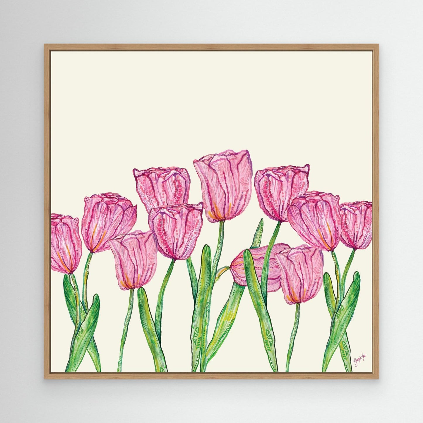 Pink Tulips - Square frame