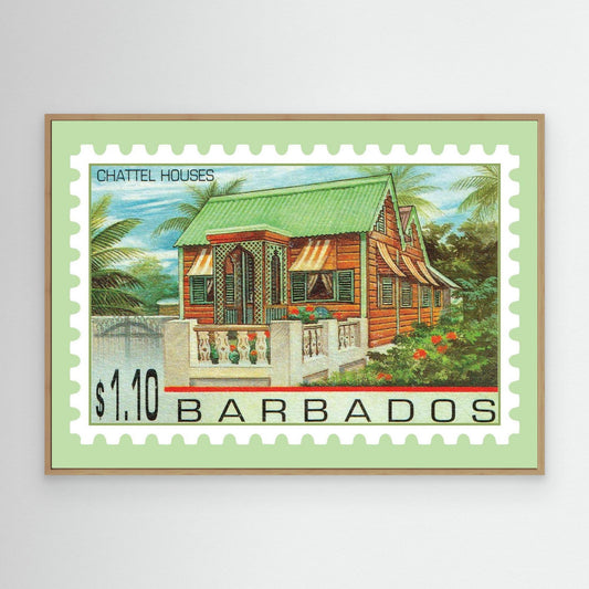 Vintage Barbados Chattel House Stamp Art Decor