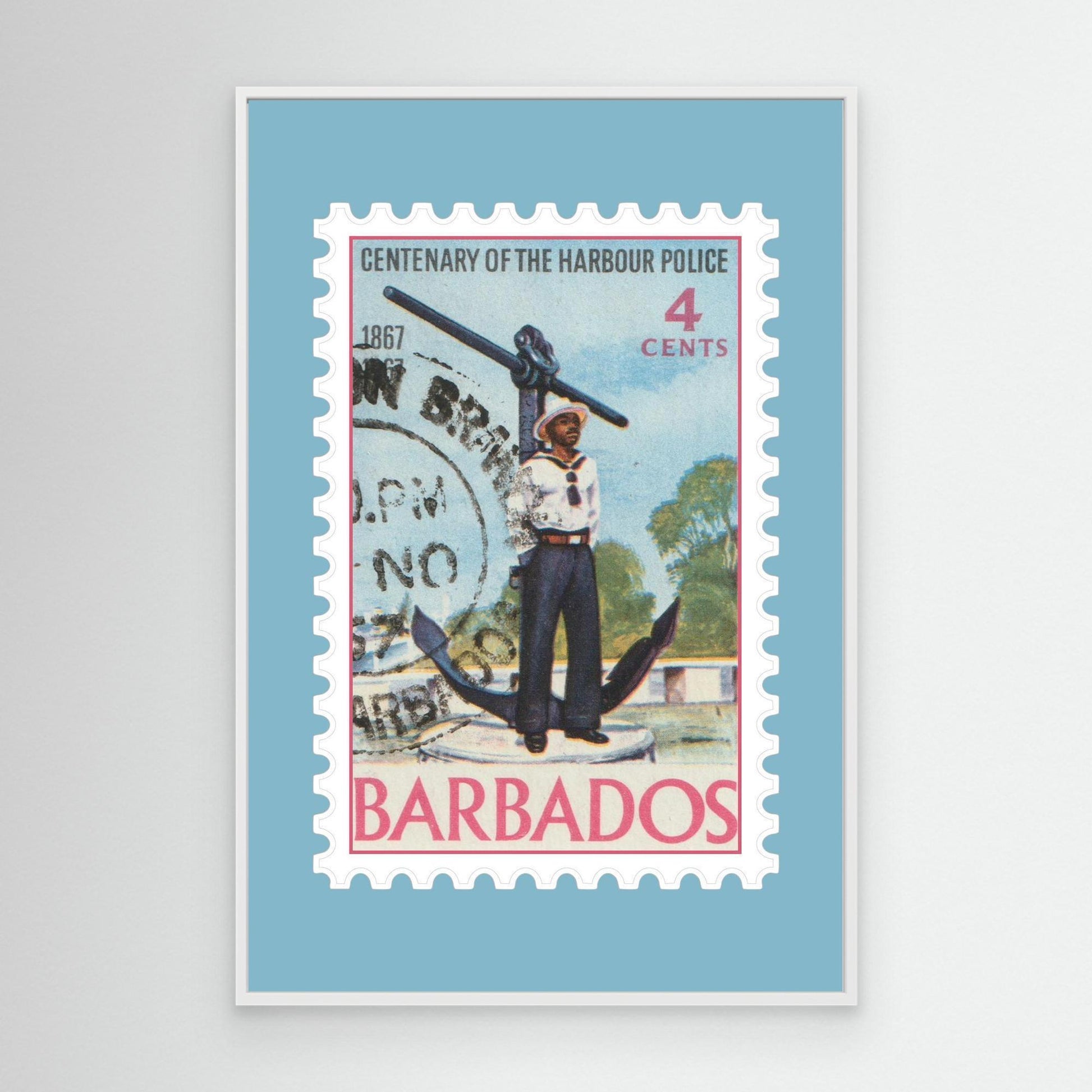 Barbados 1967 of Harbour Police - Framed Canvas Print