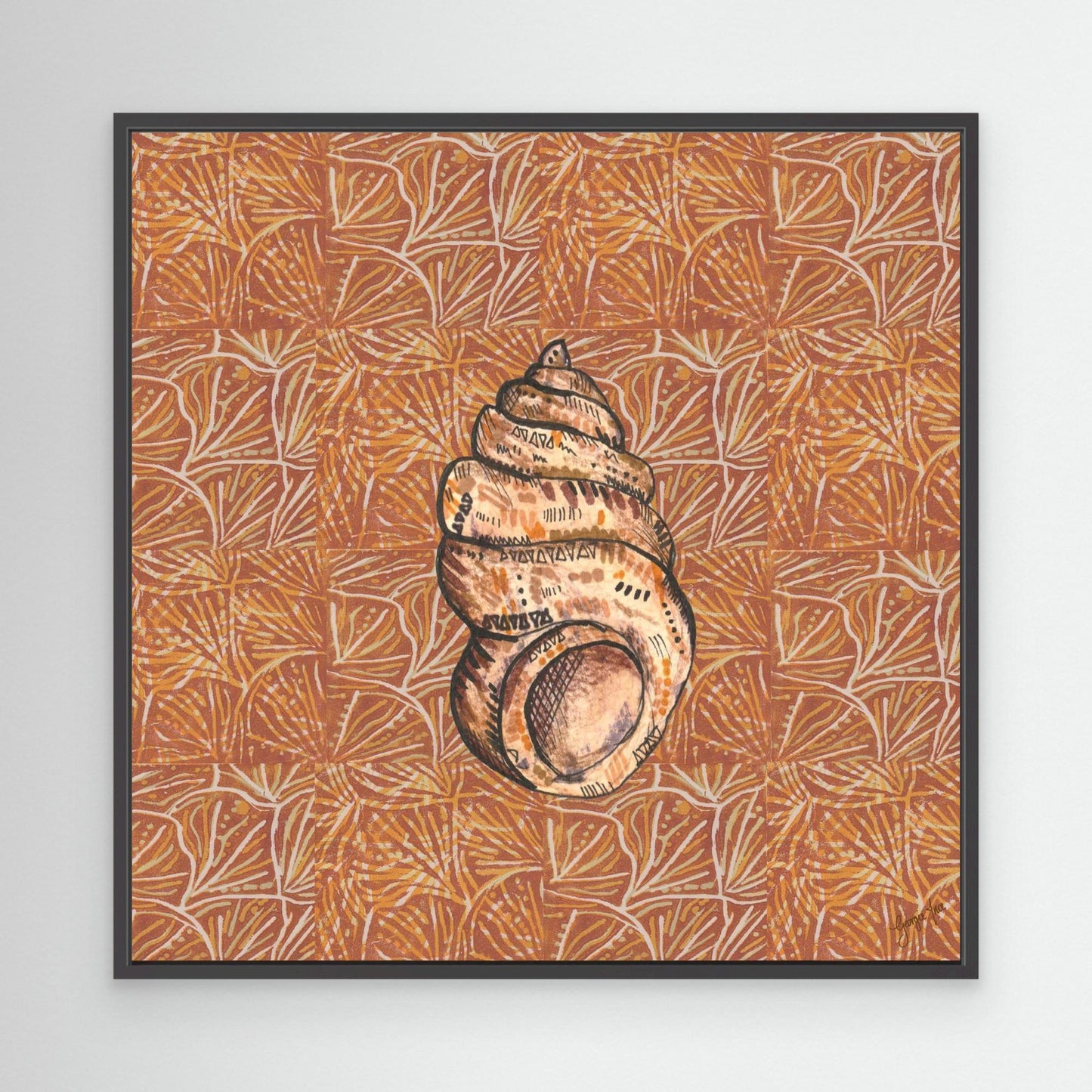 Mixed Media Brown Shell Illustration