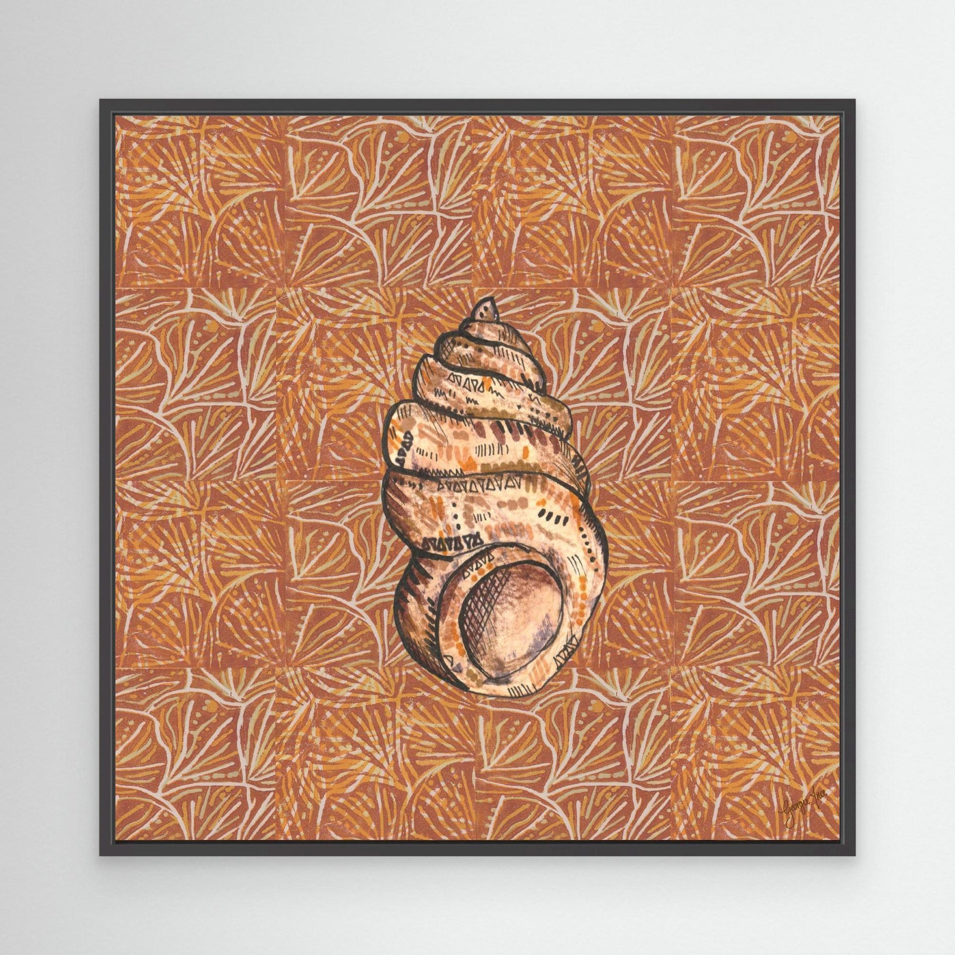Mixed Media Brown Shell Illustration