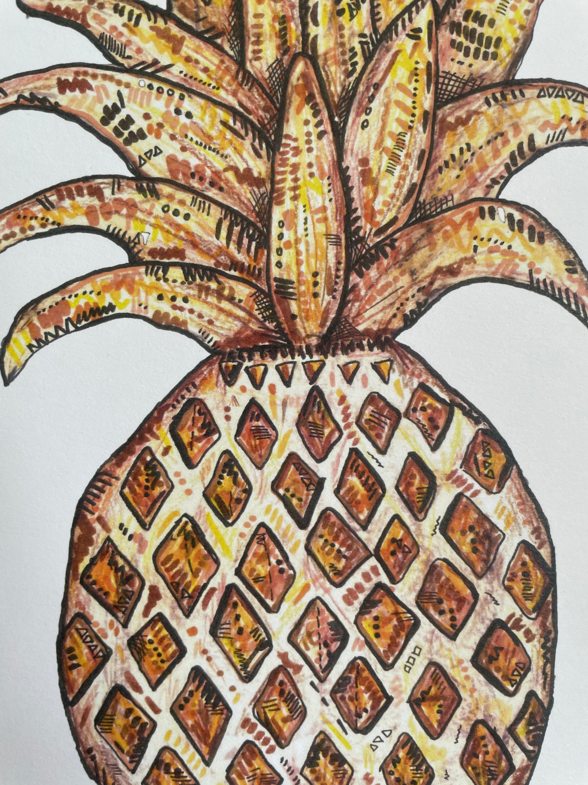 mixed media A4 pineapple print on 250gsm paper