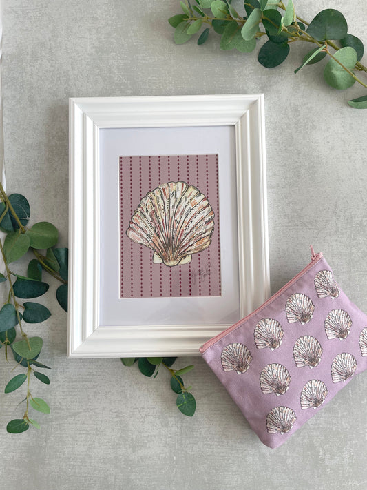 Framed Shell Art Print with Shell Bag