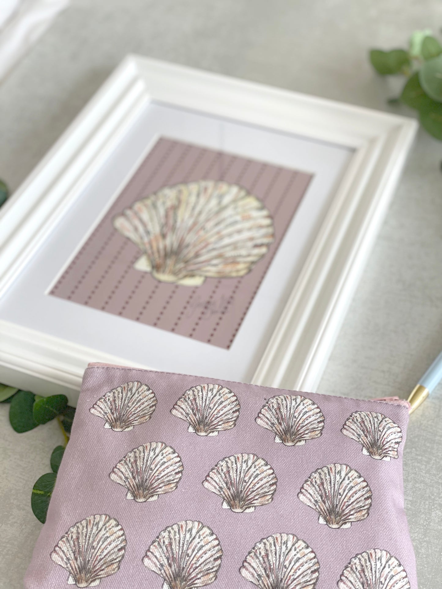 Framed Shell Art Print with Shell Bag