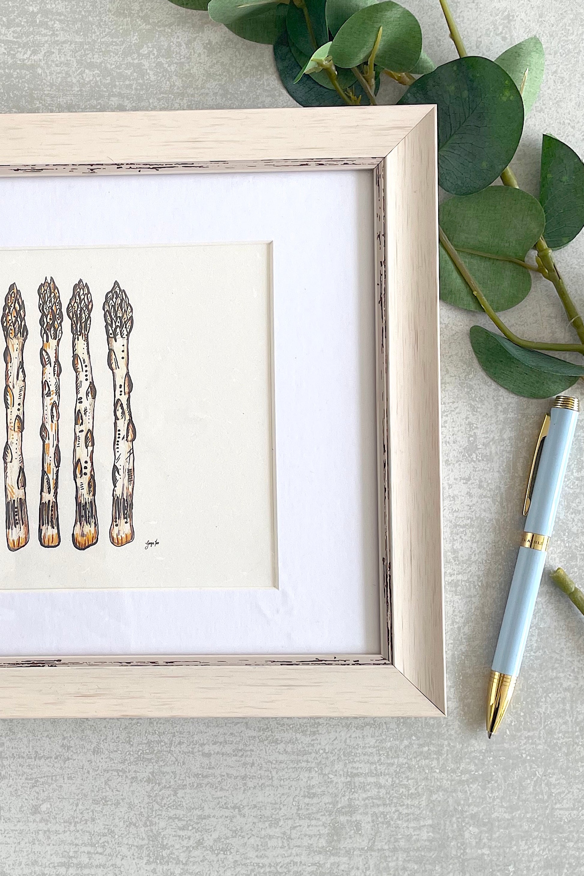 Asparagus art, Asparagus painting, Vegetable Kitchen Print