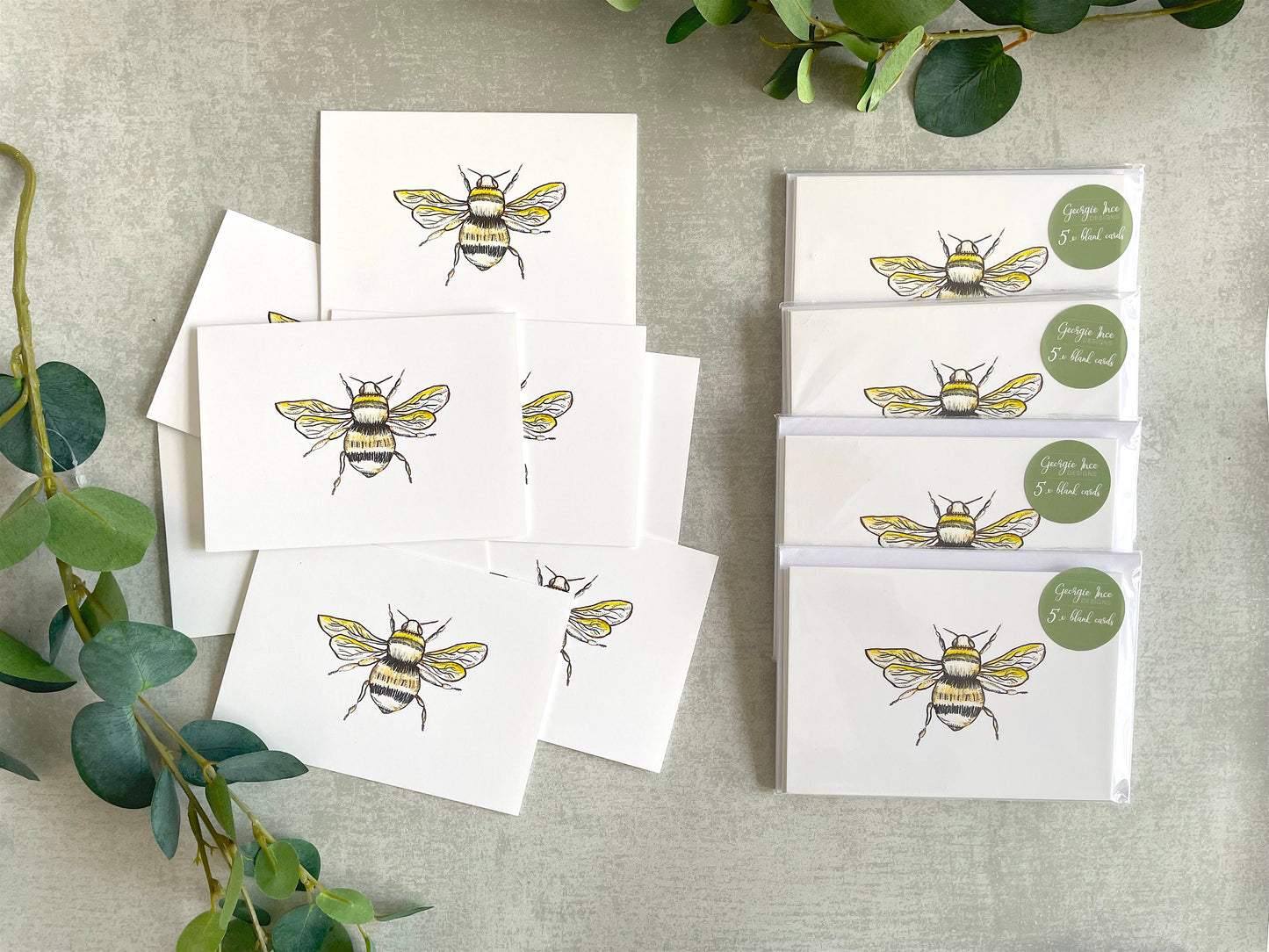 Set of 20 matching bee cards for all occasions