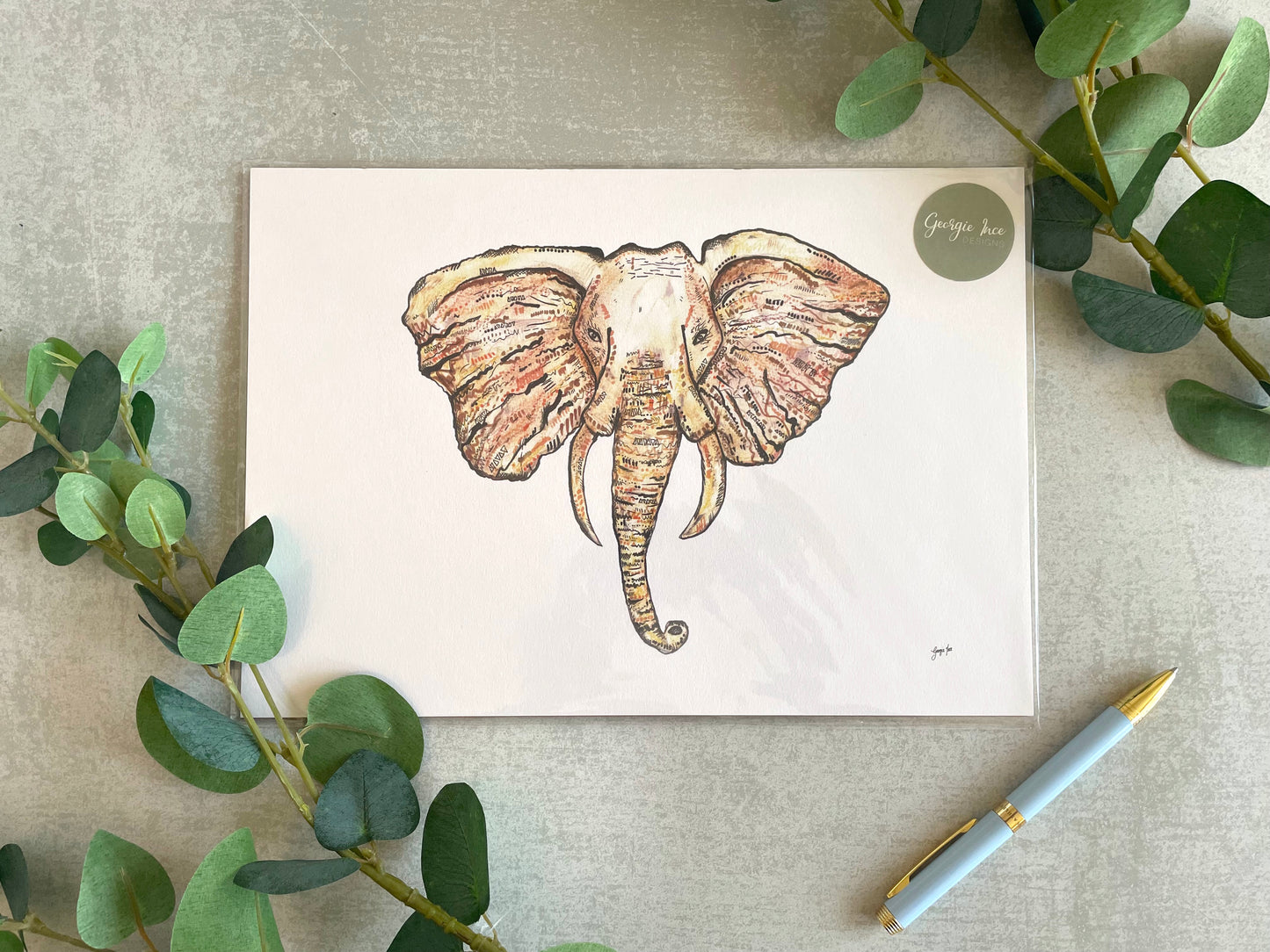 Neutral Elephant Art Print