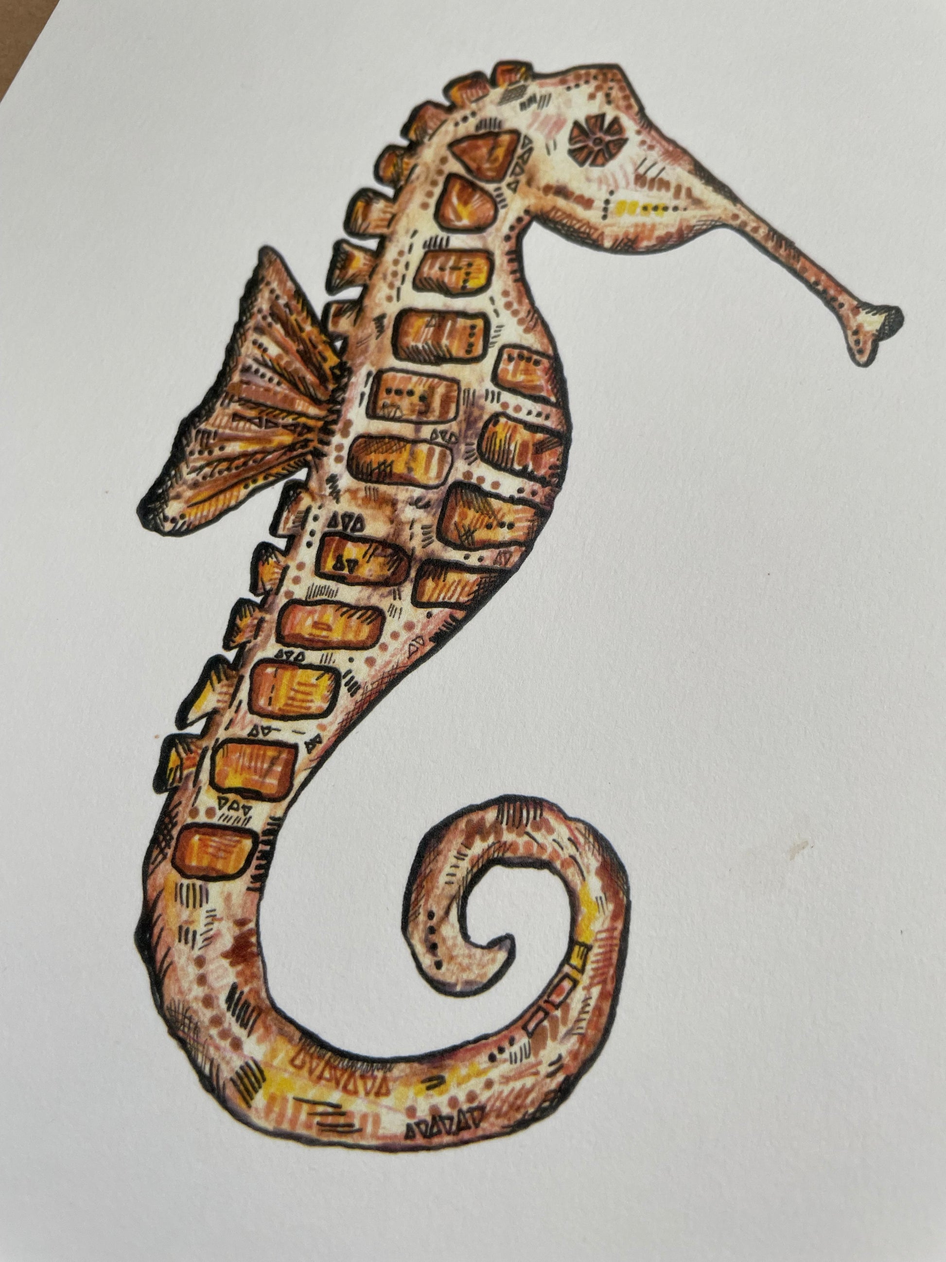 Seahorse print for minimalist coastal wall decor 