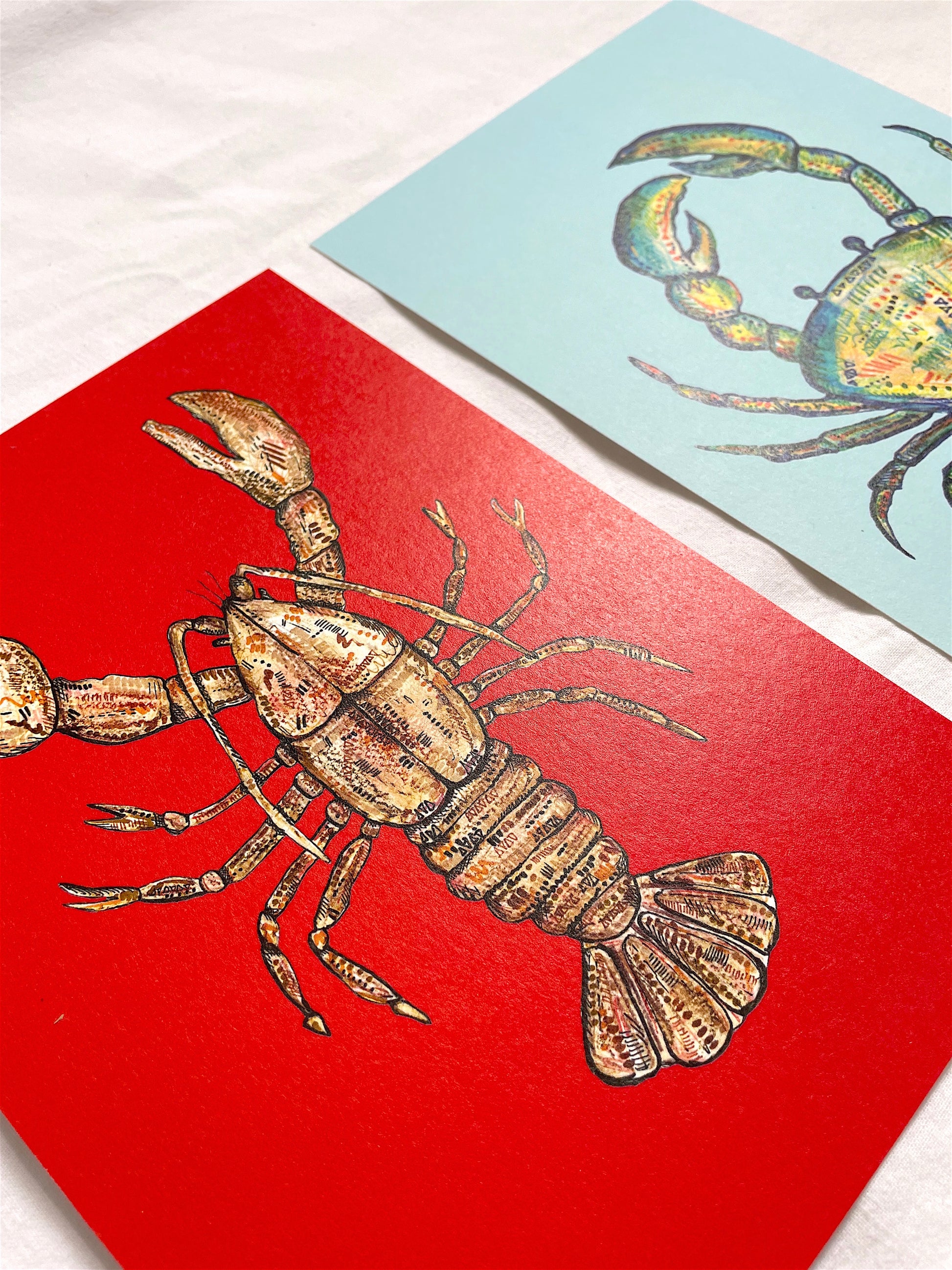 Red lobster & blue crab A5 prints