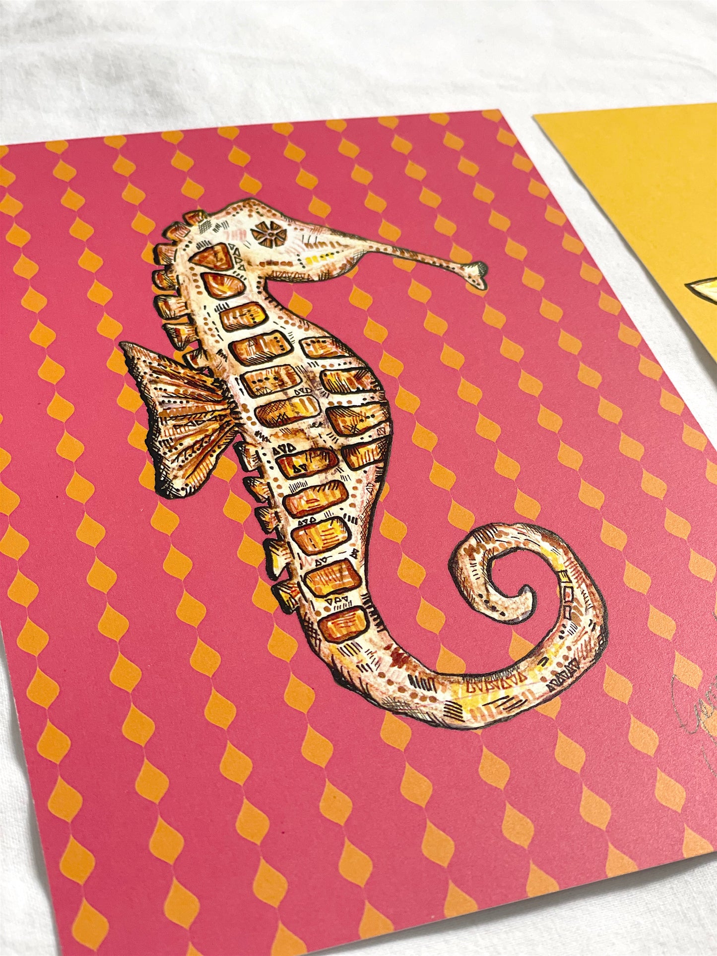 Set of three prints | Seahorse, Bee and Lobster A5 prints