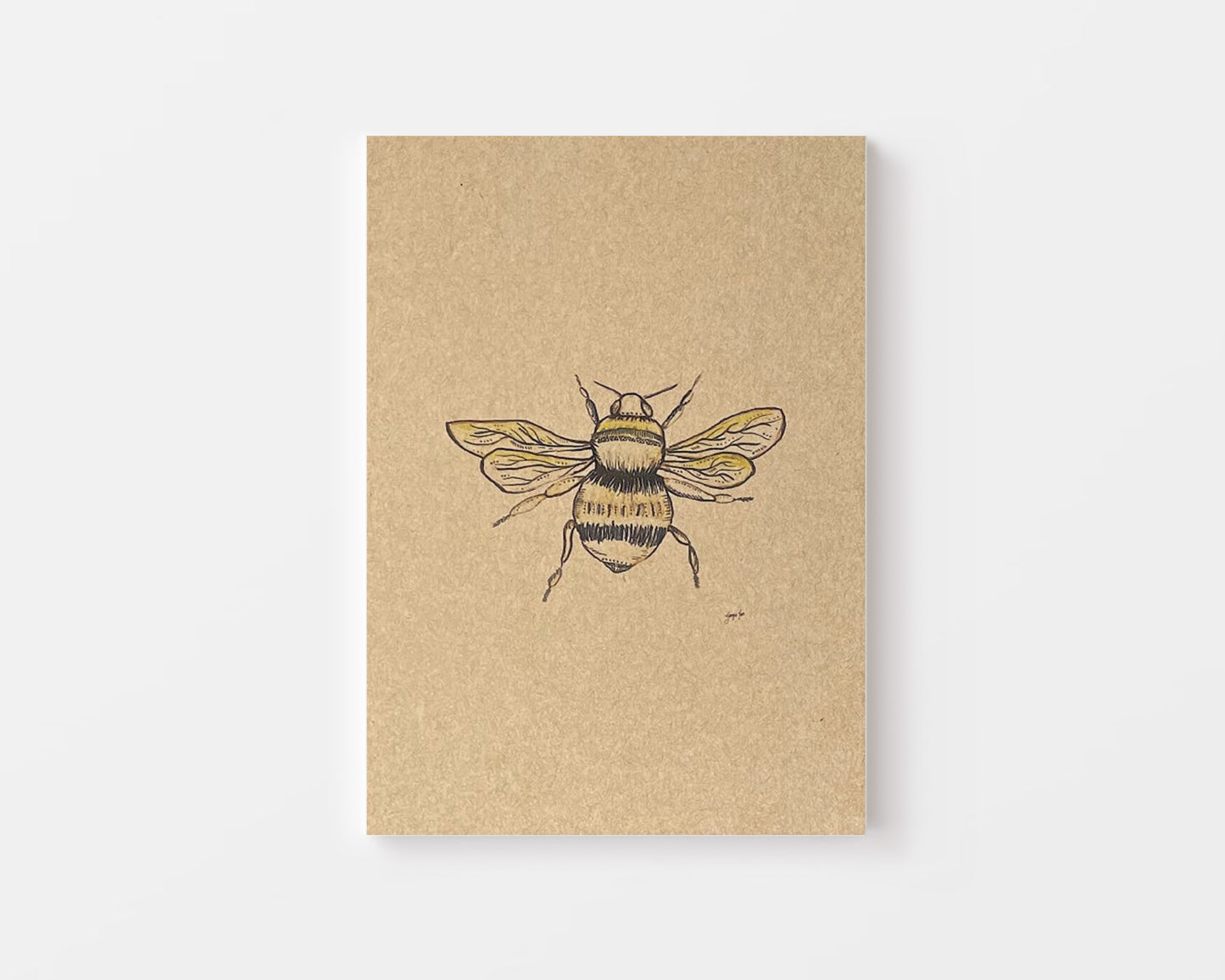 Brown Bee Art Print on rich brown paper for neutral interiors