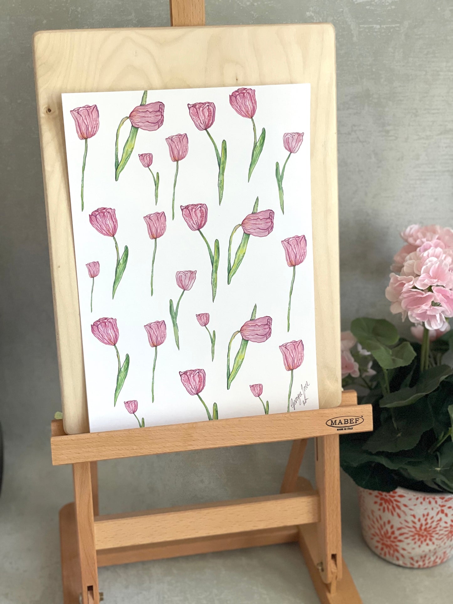 Falling Pink Tulip Print