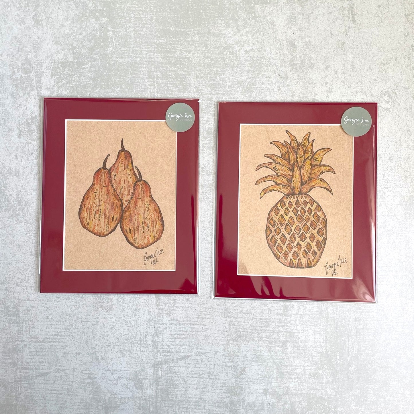 Pear & Pineapple Art , Fruit Art Prints