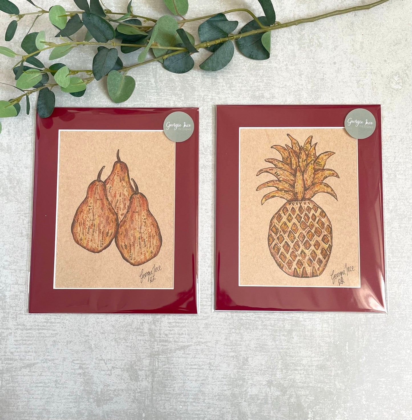 Pear & Pineapple Art , Fruit Art Prints