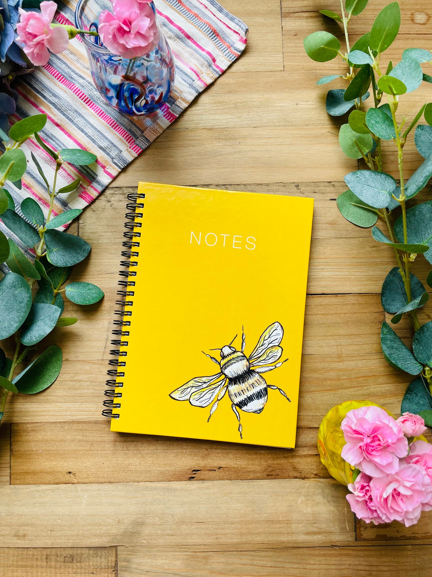 Yellow bee spiralled notebook