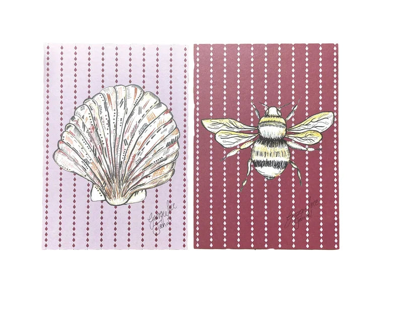 Pink shell and bee art print