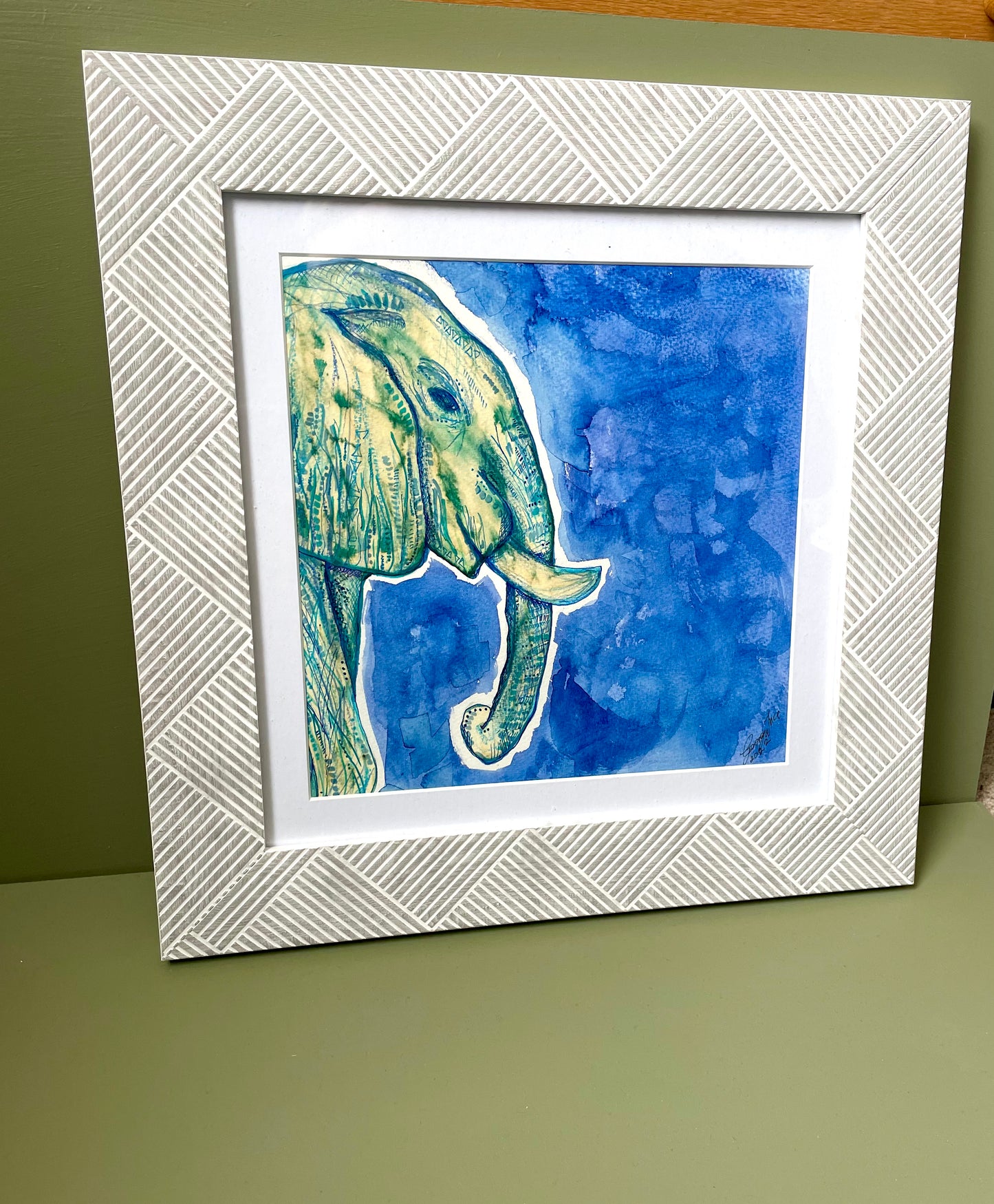 Elephant art, Blue elephant painting, Elephant art