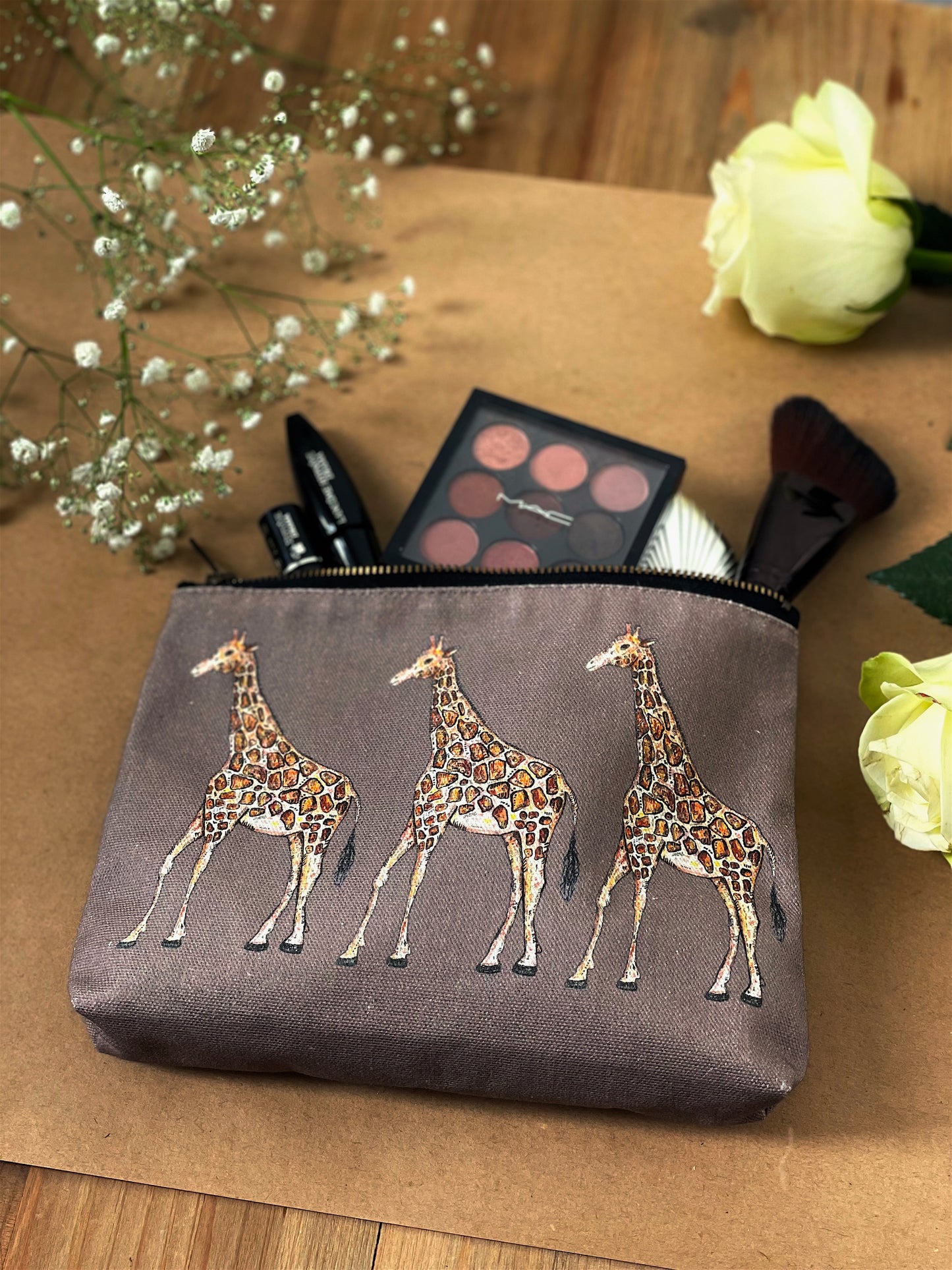 Giraffe cotton cosmetic bag