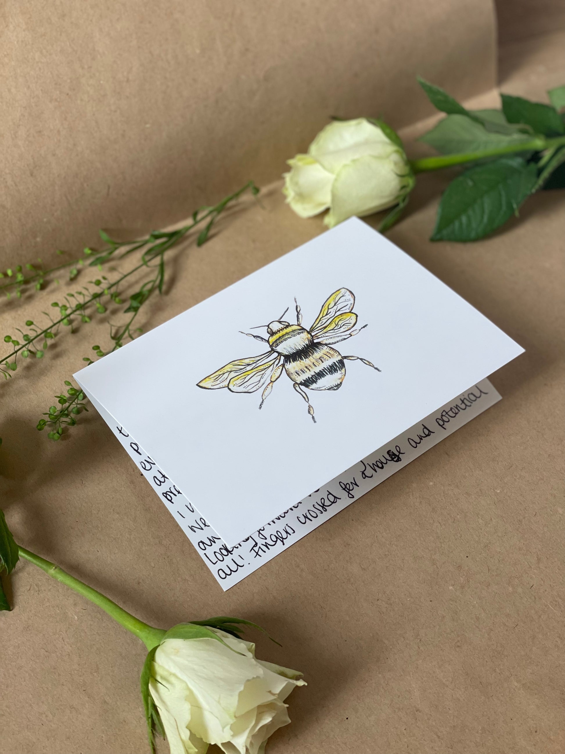 A lovely collection of 5 x A6 blank bee cards for your own personal message. All cards are the same design and professionally printed in the UK.