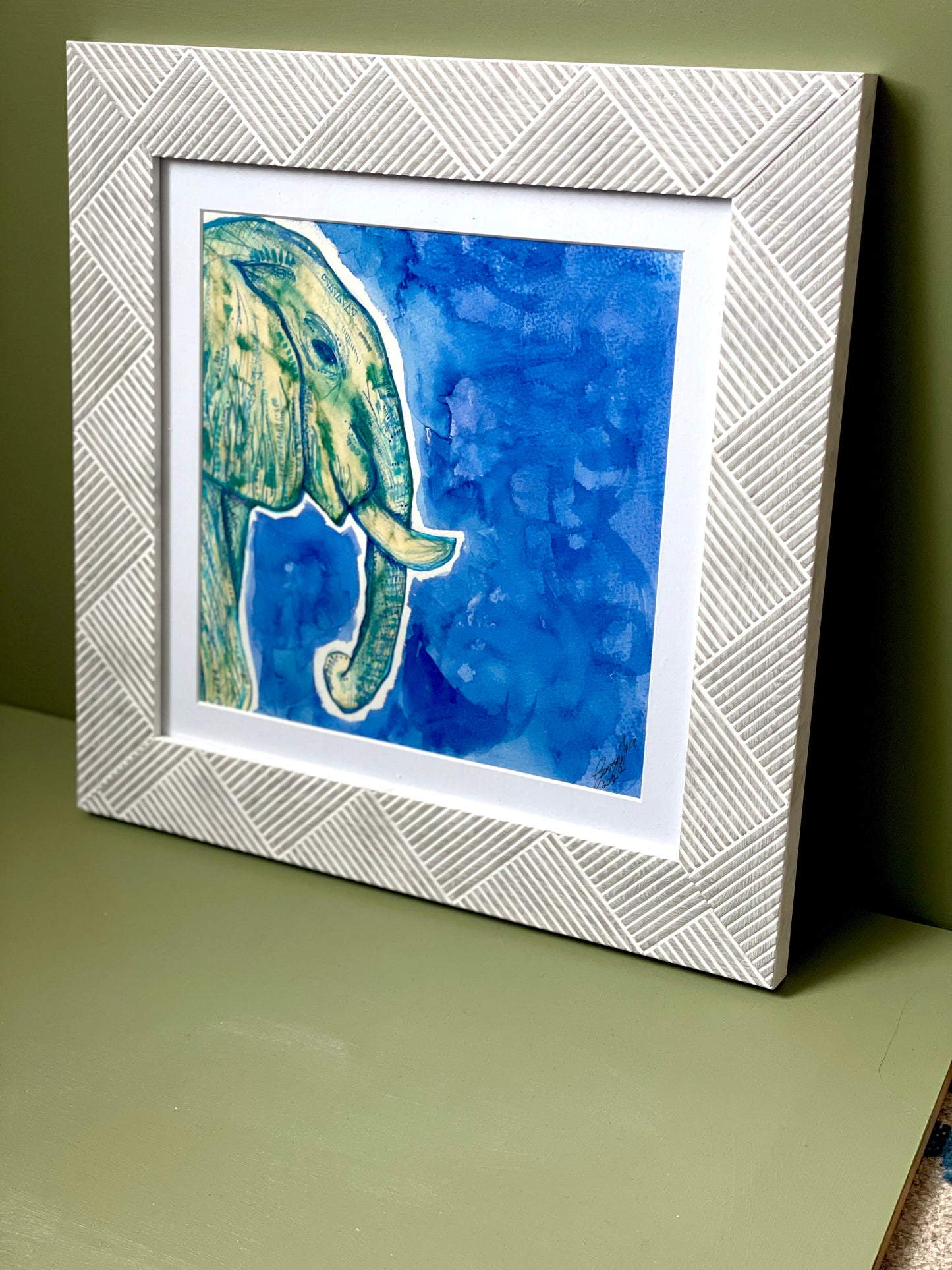 Elephant art, elephant painting, framed elephant art