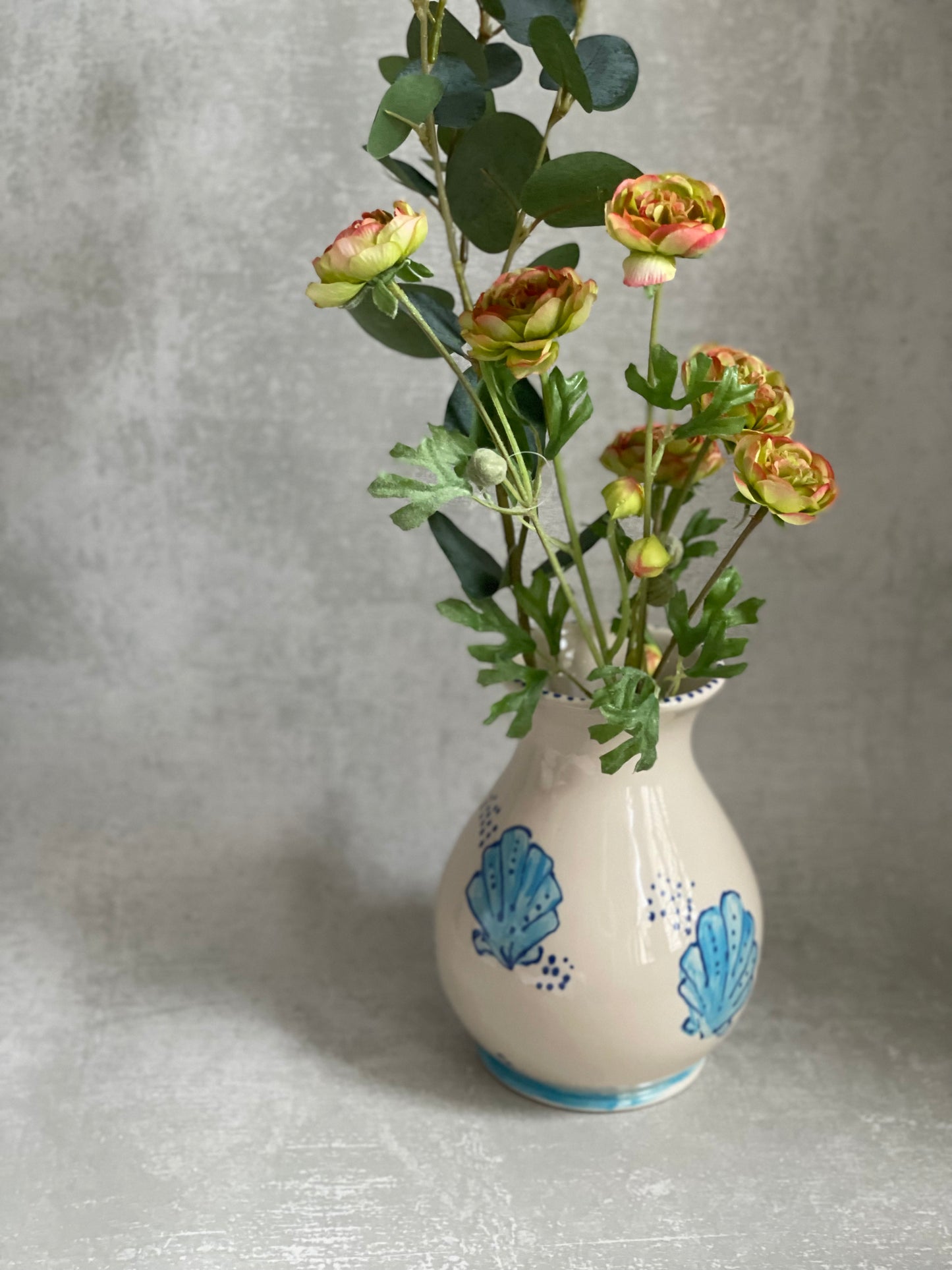 Hand-painted Shell Tulip Vase