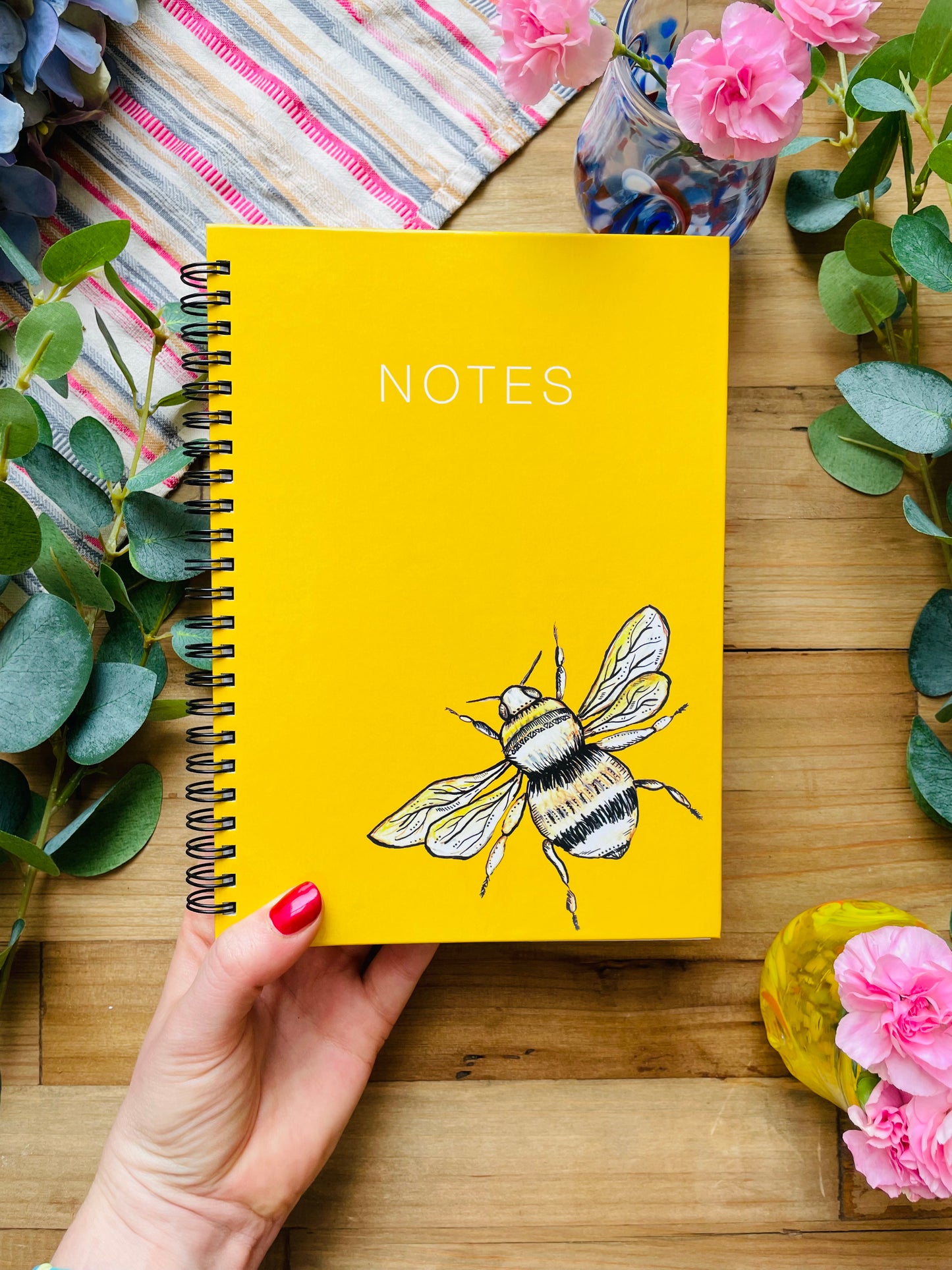 Yellow bee spiralled notebook