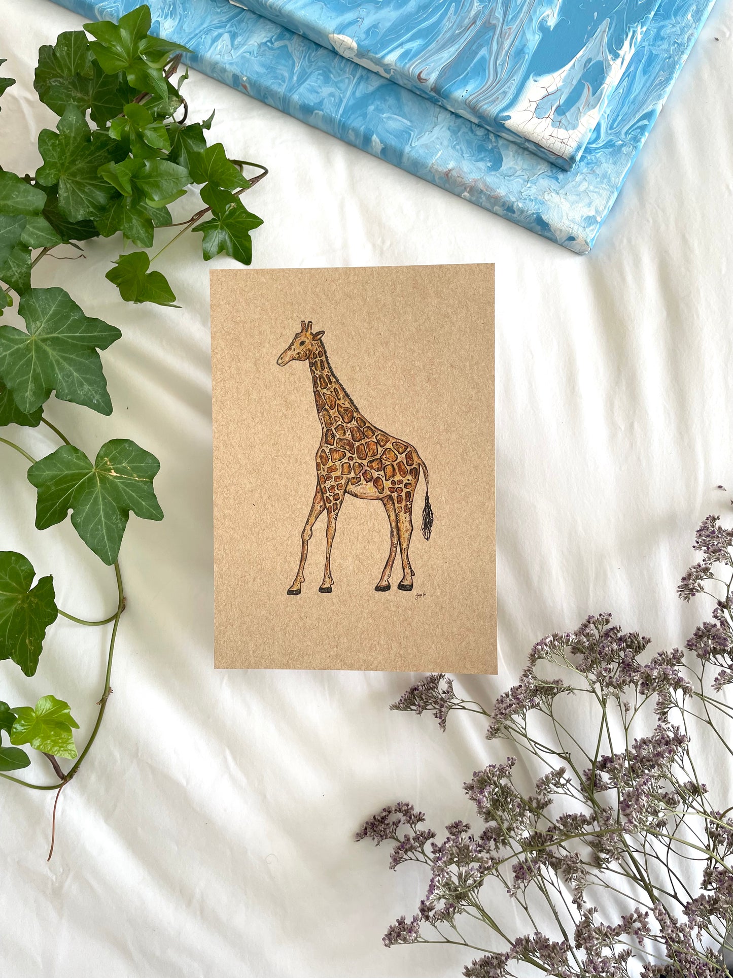 Neutral giraffe print on beige paper for beige interiors