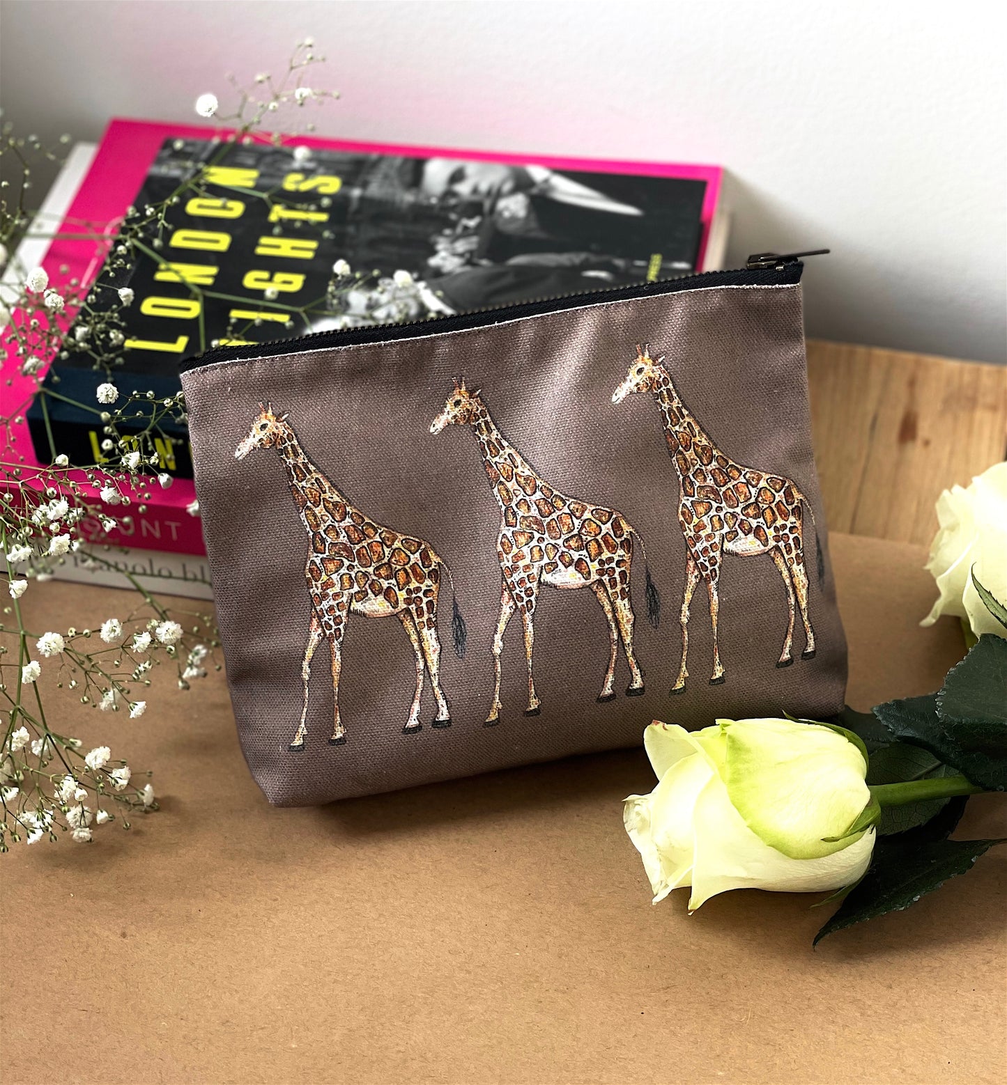 Giraffe cotton cosmetic bag