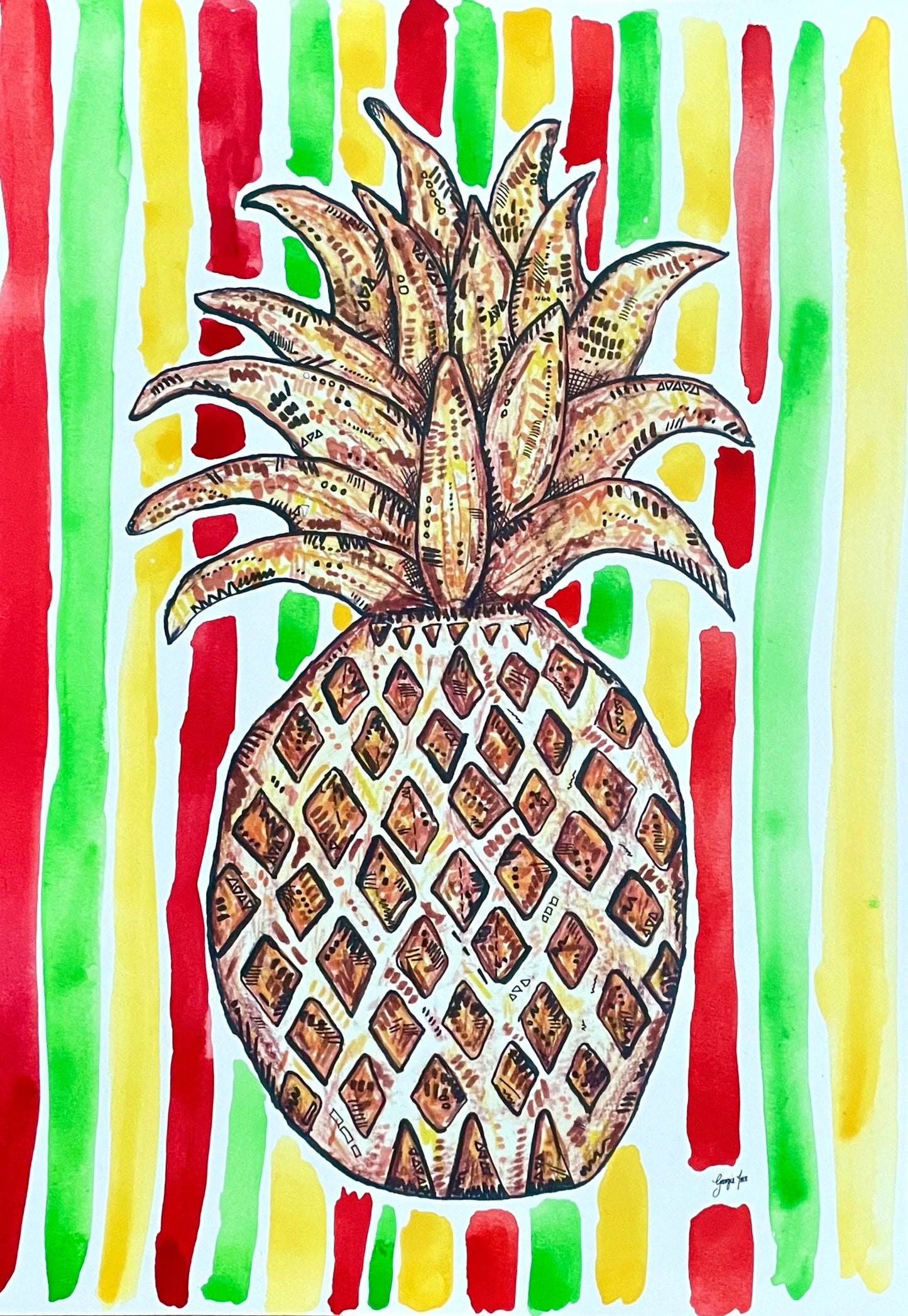 Rasta Pineapple Print